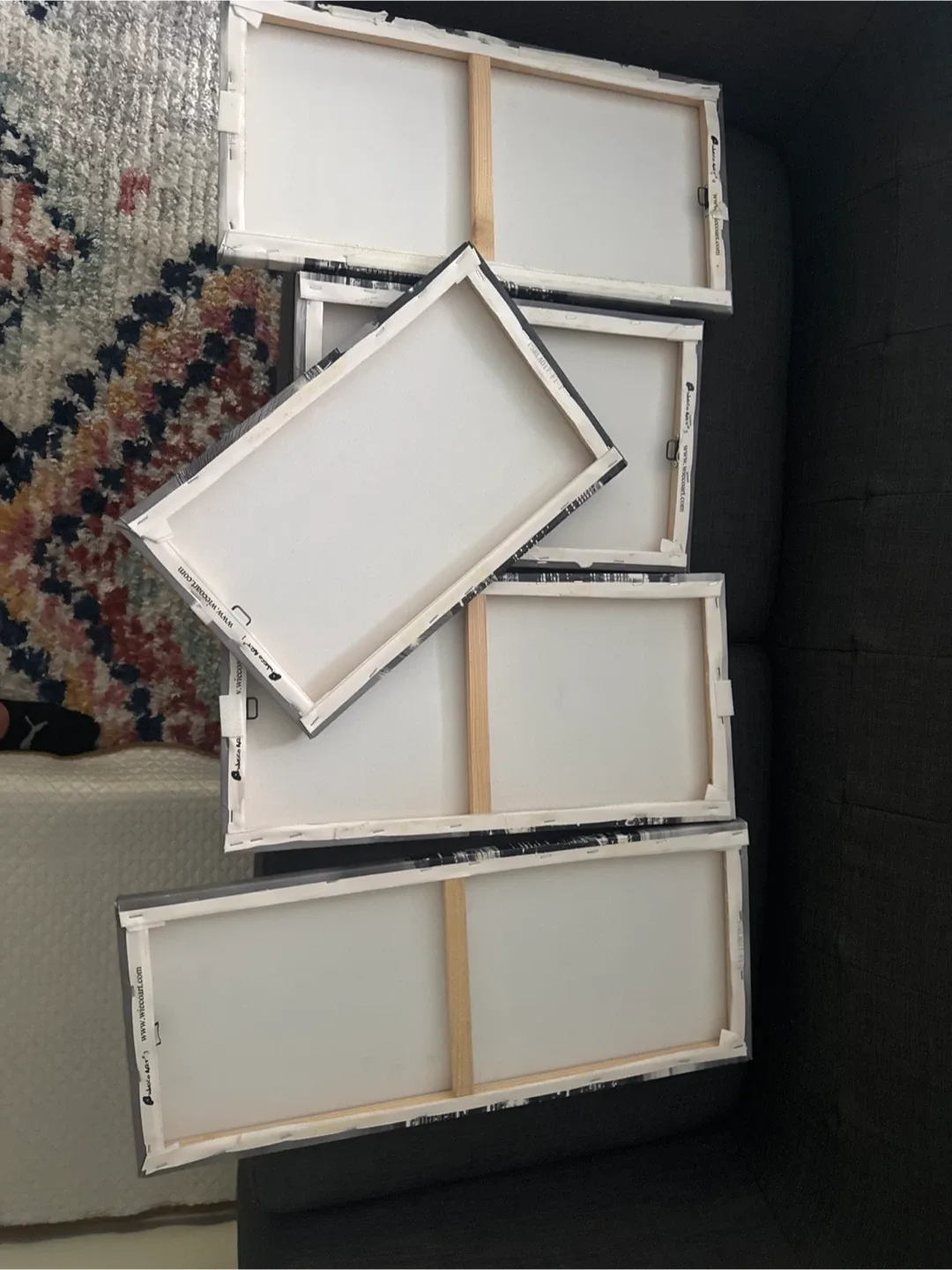 5 Panel Canvas Wall Art - Black and White Cityscape thumbnail