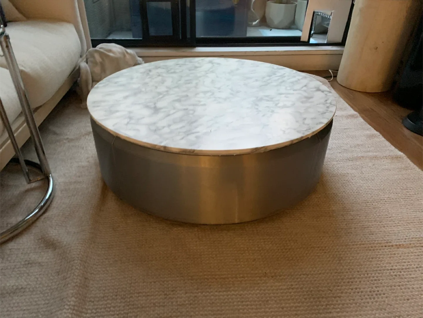 Round Marble inspired Top Coffee Table with Storage image indicator(2)