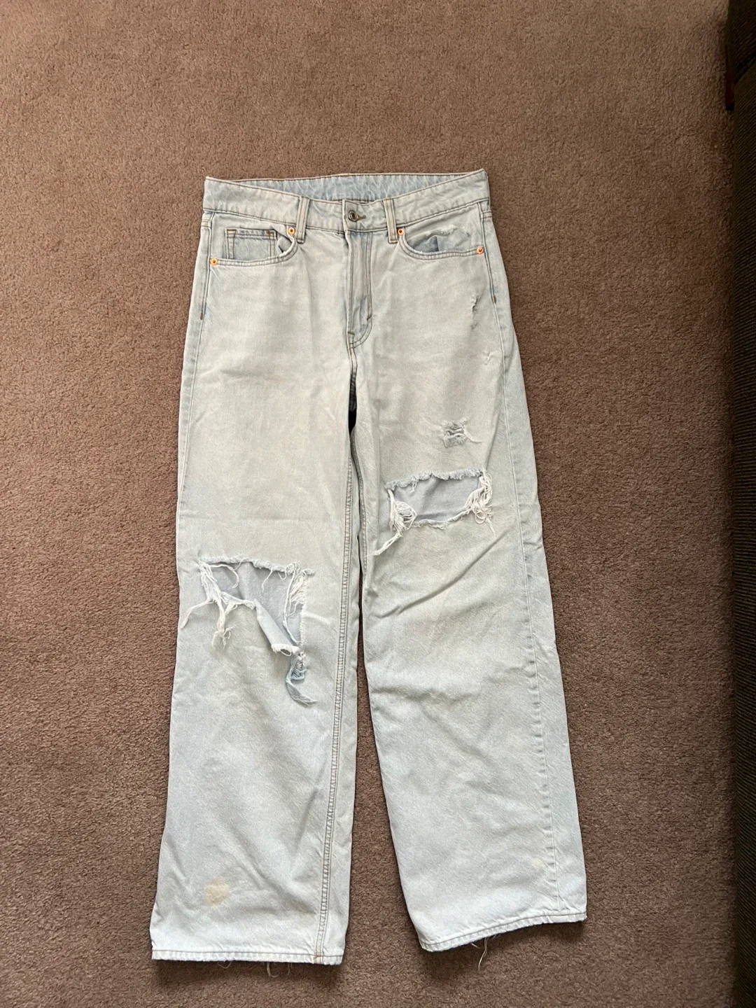H&M Baggy Wide Leg Distressed Jeans - US 4 thumbnail