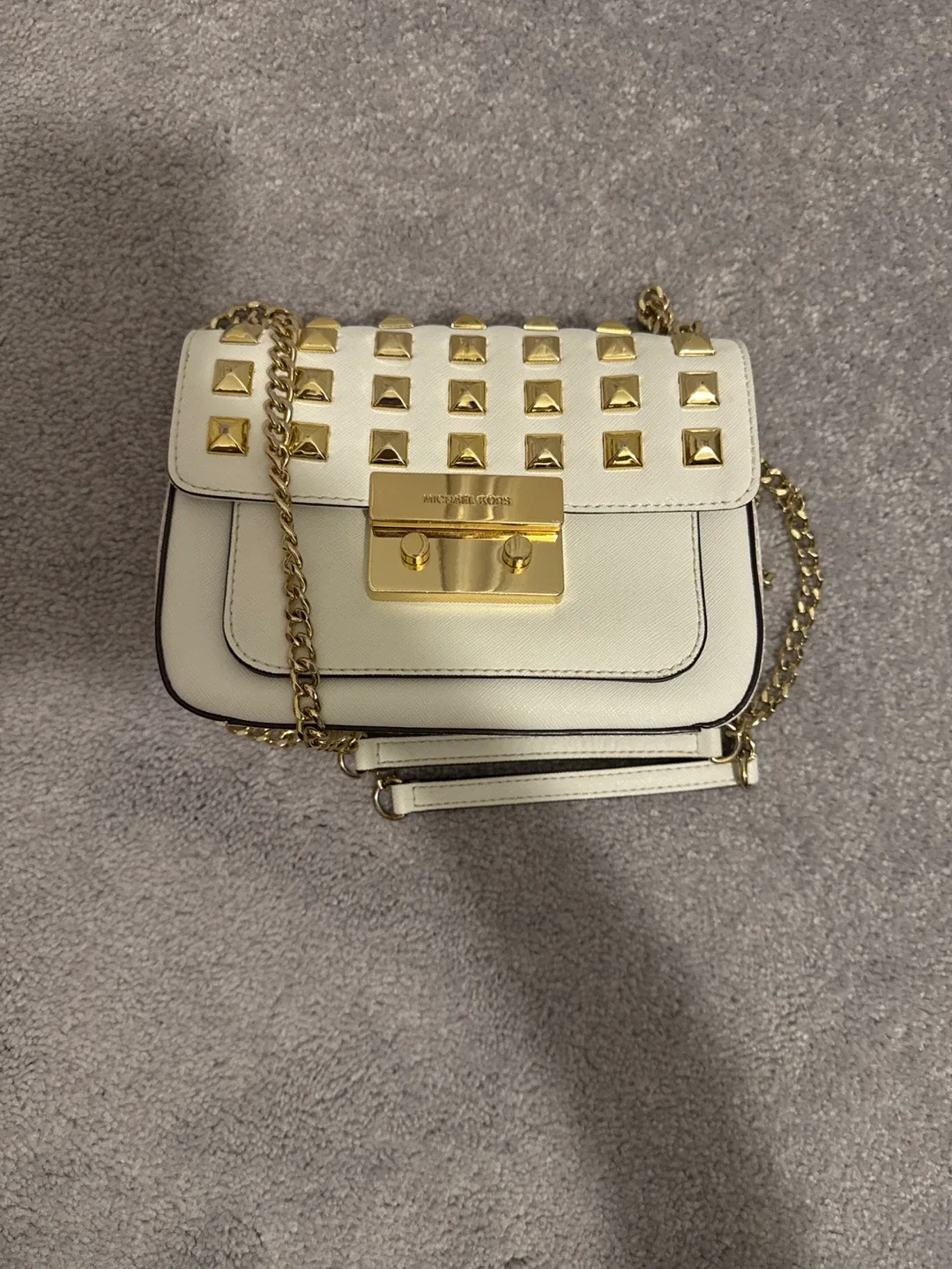 Michael Kors White Studded Crossbody Bag image indicator(2)