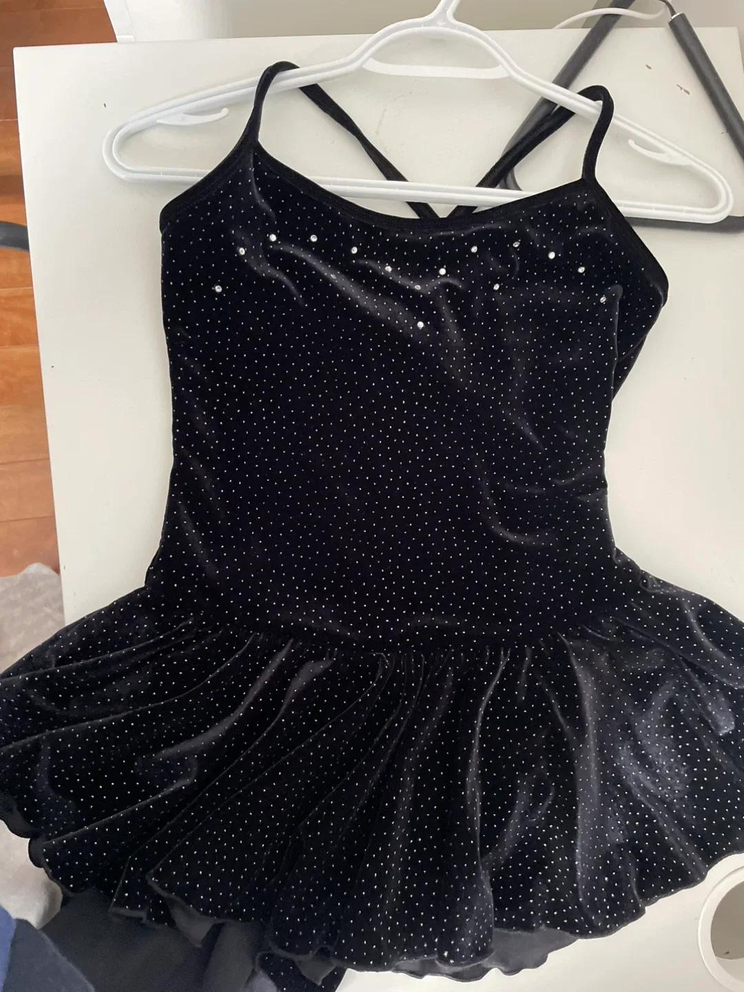Black Velvet Rhinestone figure Skating Dress