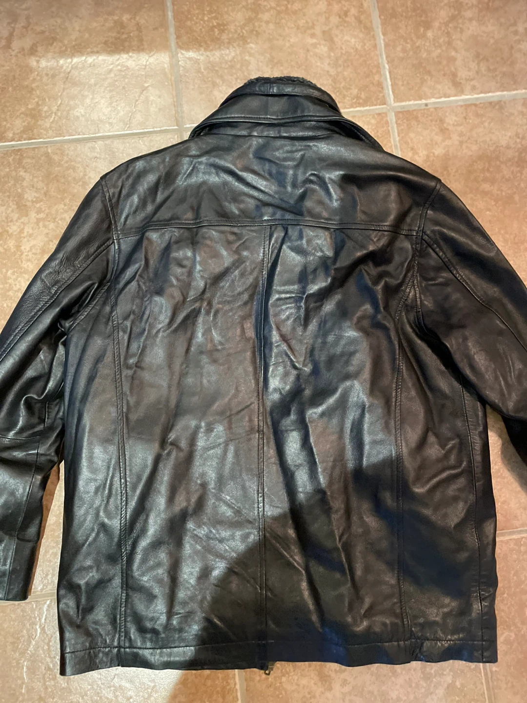 Transmission Black Leather Jacket Size M - photo 3