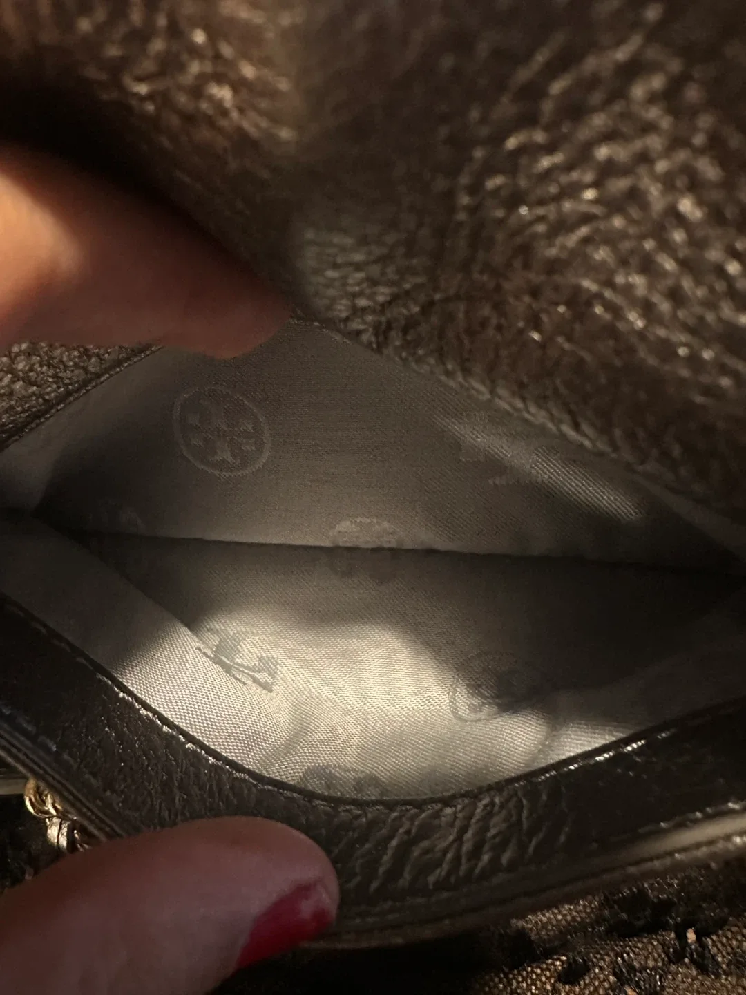 Tory Burch Gunmetal Leather Marion Shrunken Shoulder Bag image indicator(6)