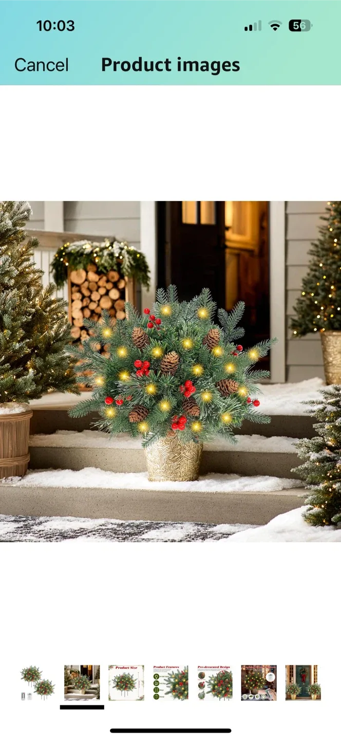 New Christmas Planter Filler Decor w/ 50 LED Lights image indicator(3)