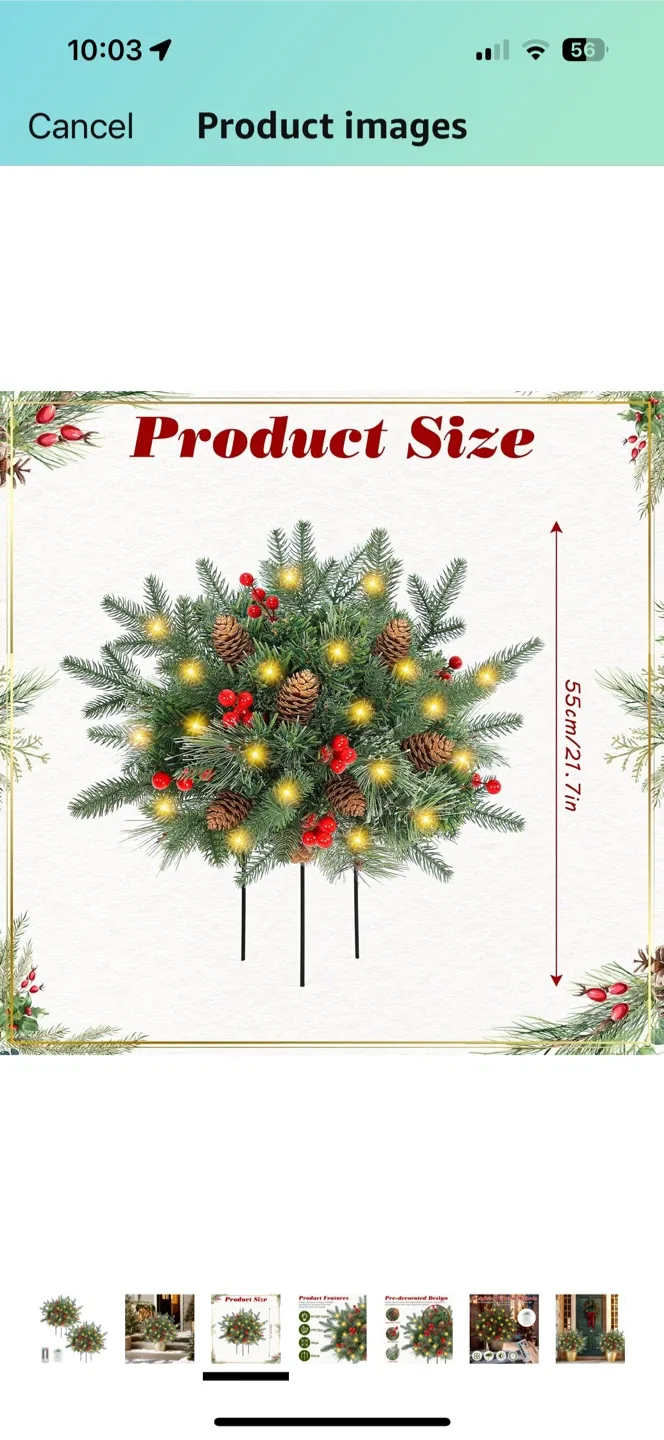 New Christmas Planter Filler Decor w/ 50 LED Lights image indicator(4)