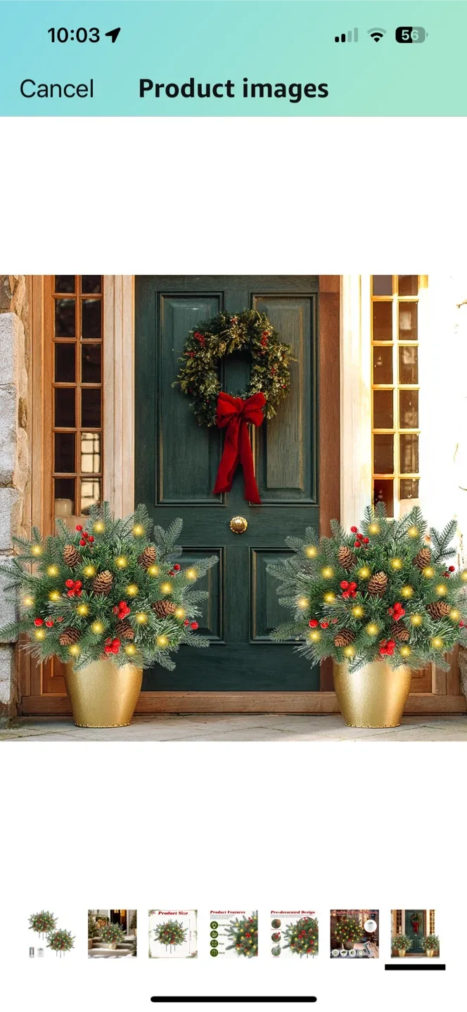 New Christmas Planter Filler Decor w/ 50 LED Lights image indicator(8)