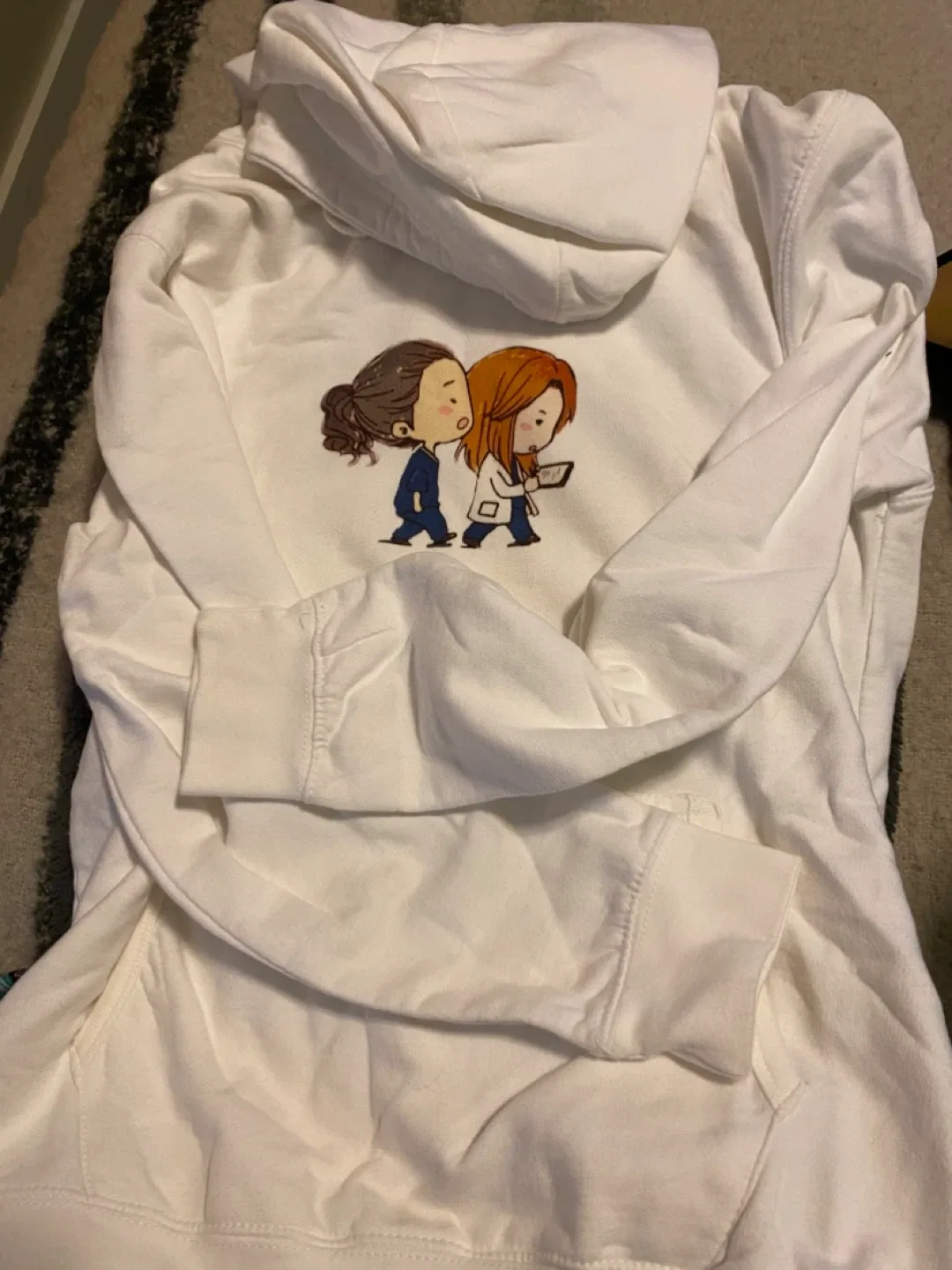 White Hoodie with Grey's Anatomy Design image indicator(2)