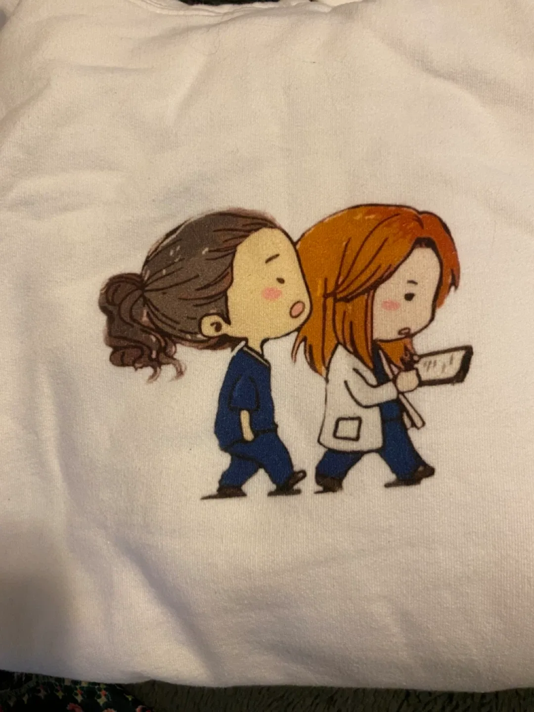 White Hoodie with Grey's Anatomy Design thumbnail