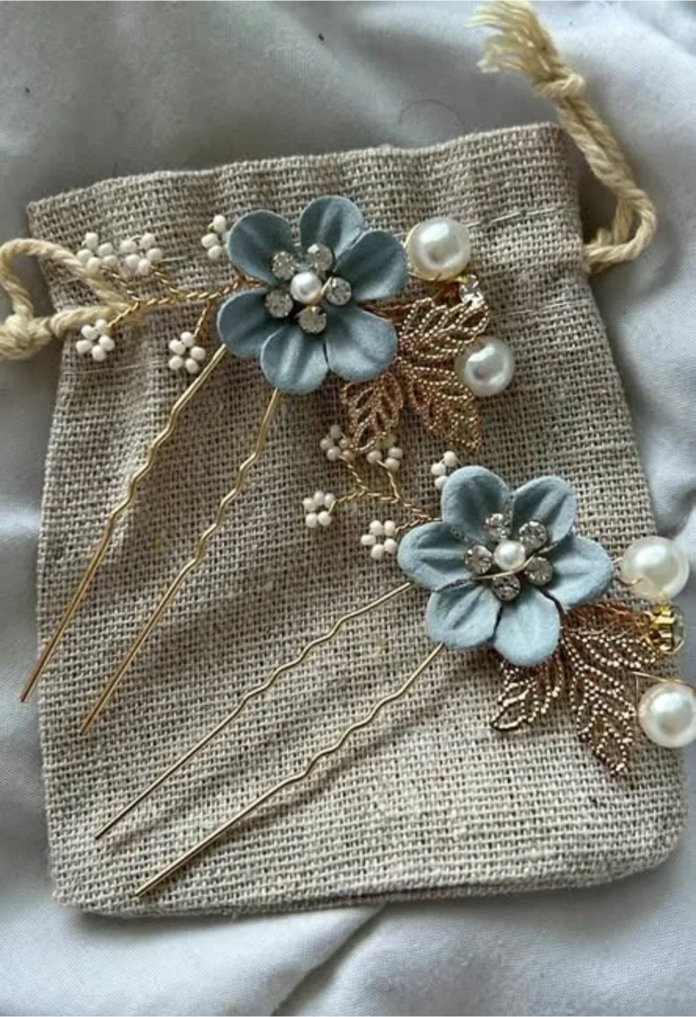 Blue Flower Hair Pins - Set of 2 image indicator(2)