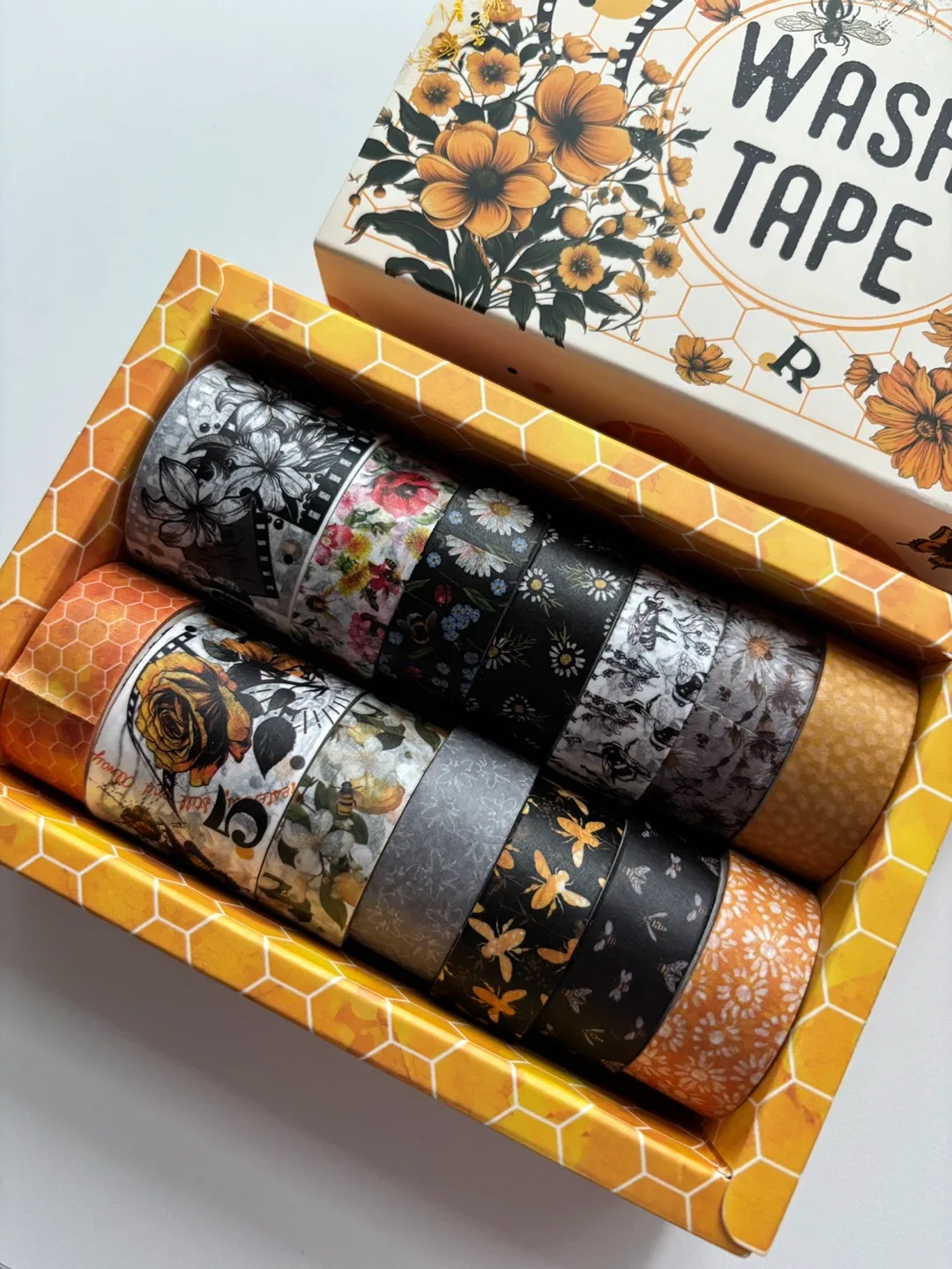 Washi Tape Set with Floral & Bee Designs (14 rolls) image indicator(2)