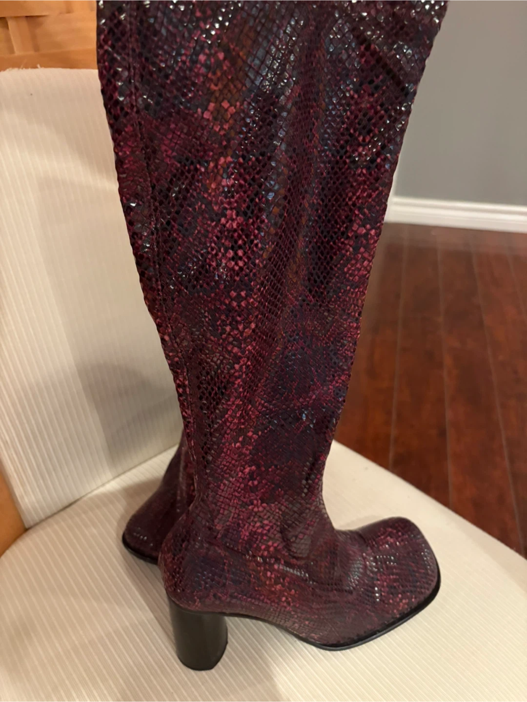 Cherry Snakeskin High Boots - photo 2