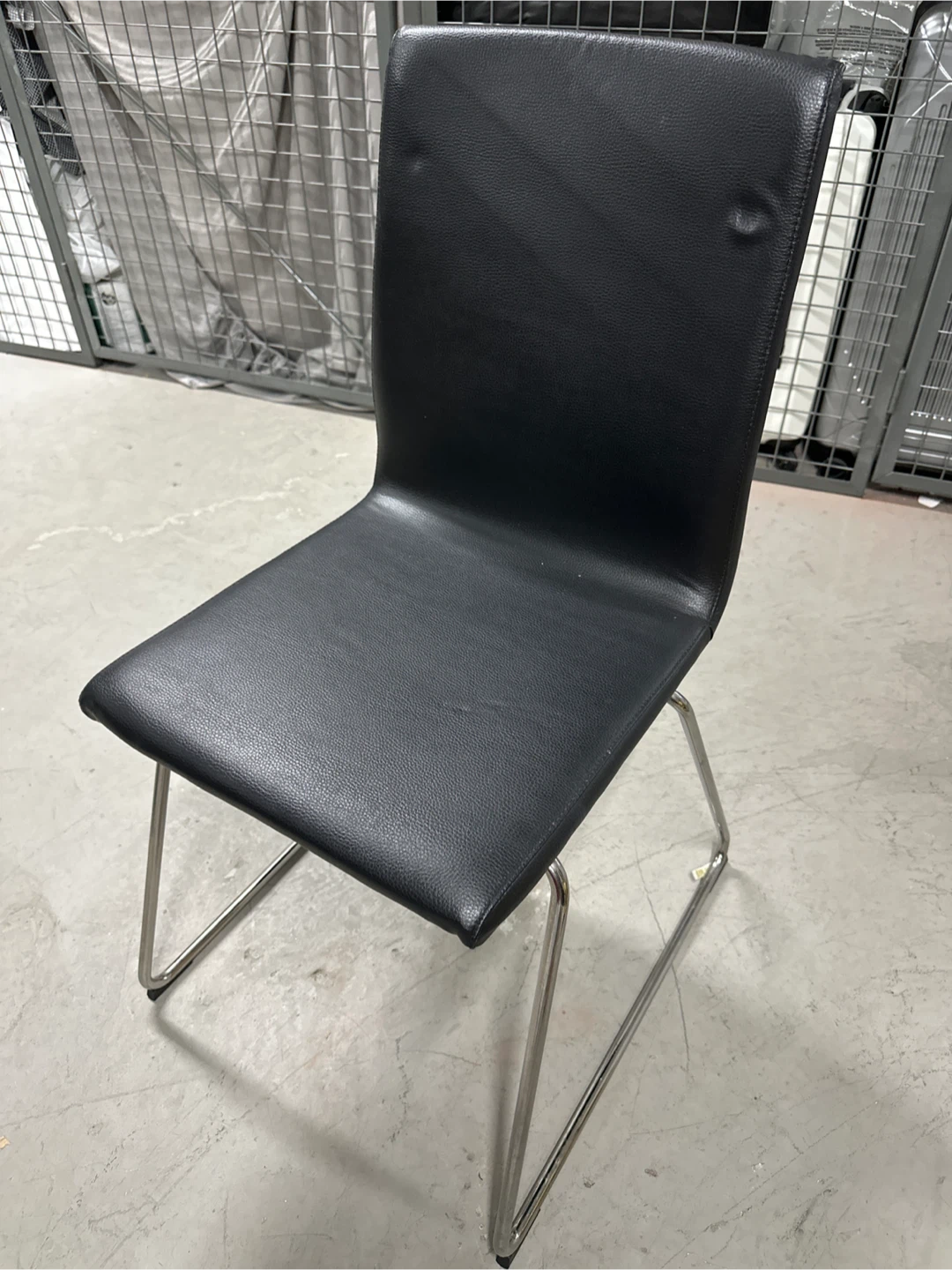IKEA LILLÅNÄS Black Dining Chair with Chrome Legs - photo 2