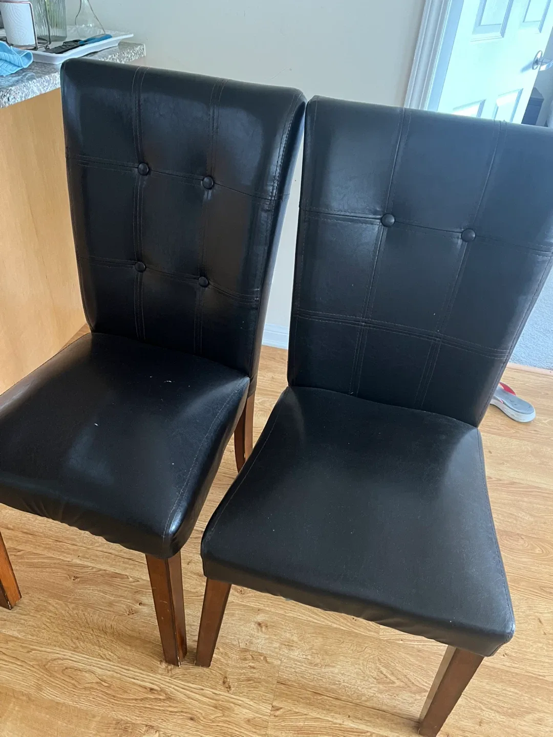 Set of 2 Black Leather Dining Chairs