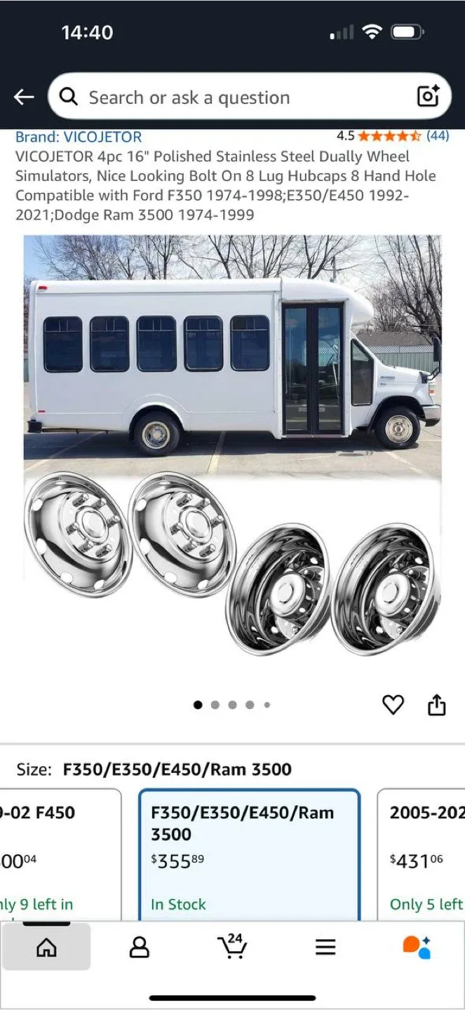 VICOJETOR 16” Polished Stainless Steel Dually Wheel Simulators thumbnail