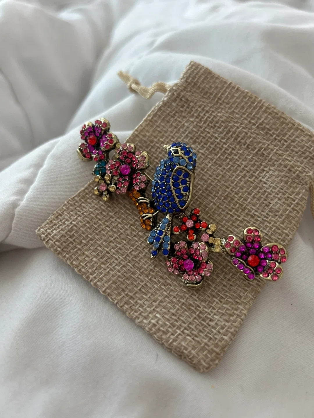 Floral Bird Brooch Pin thumbnail
