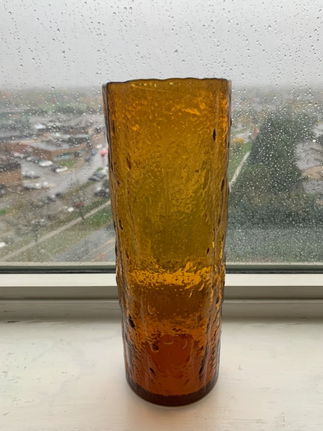Amber Glass Vase 12 X 4.25” 🥕 thumbnail