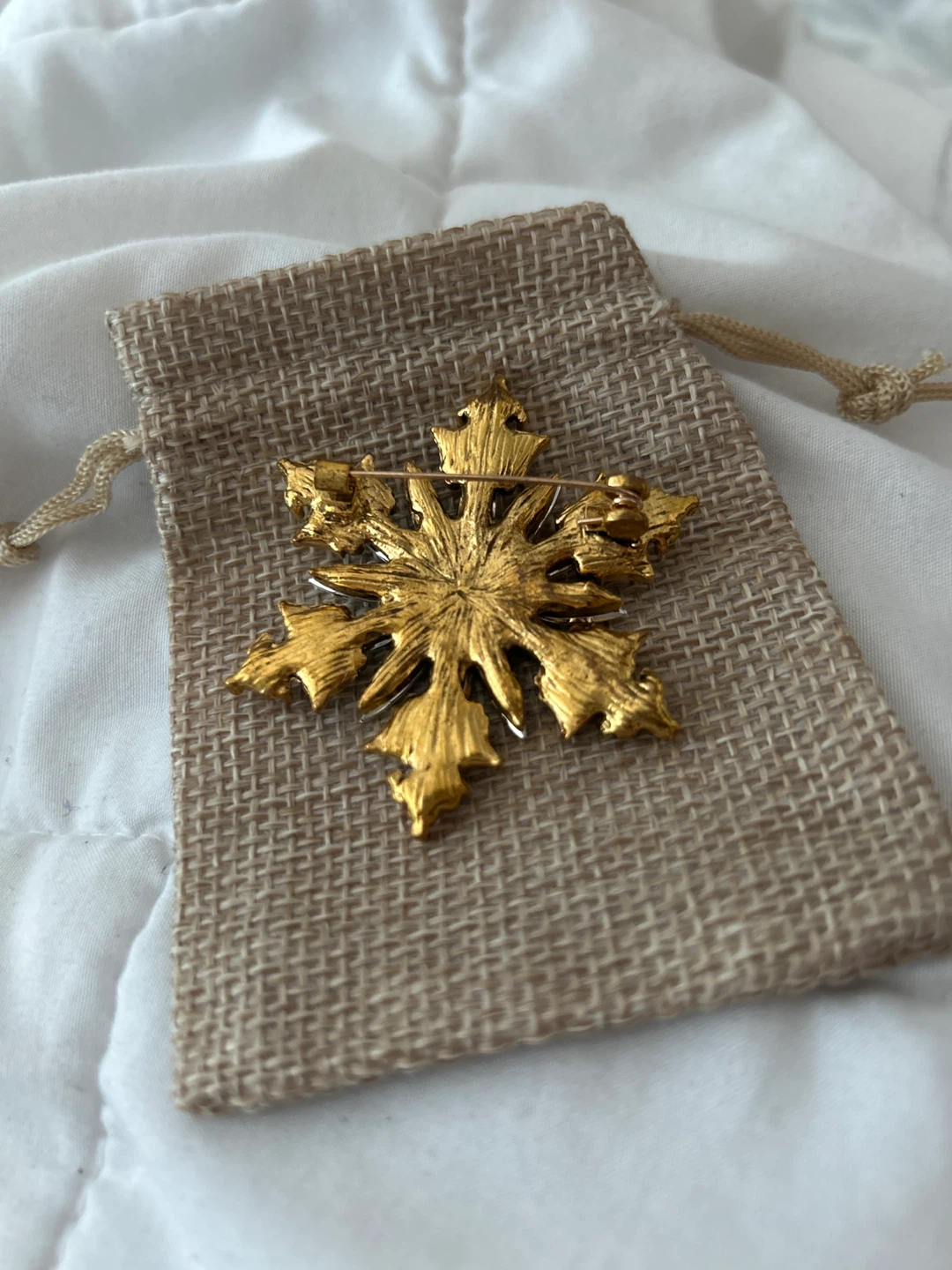 Snowflake Brooch - Green & Gold - photo 3