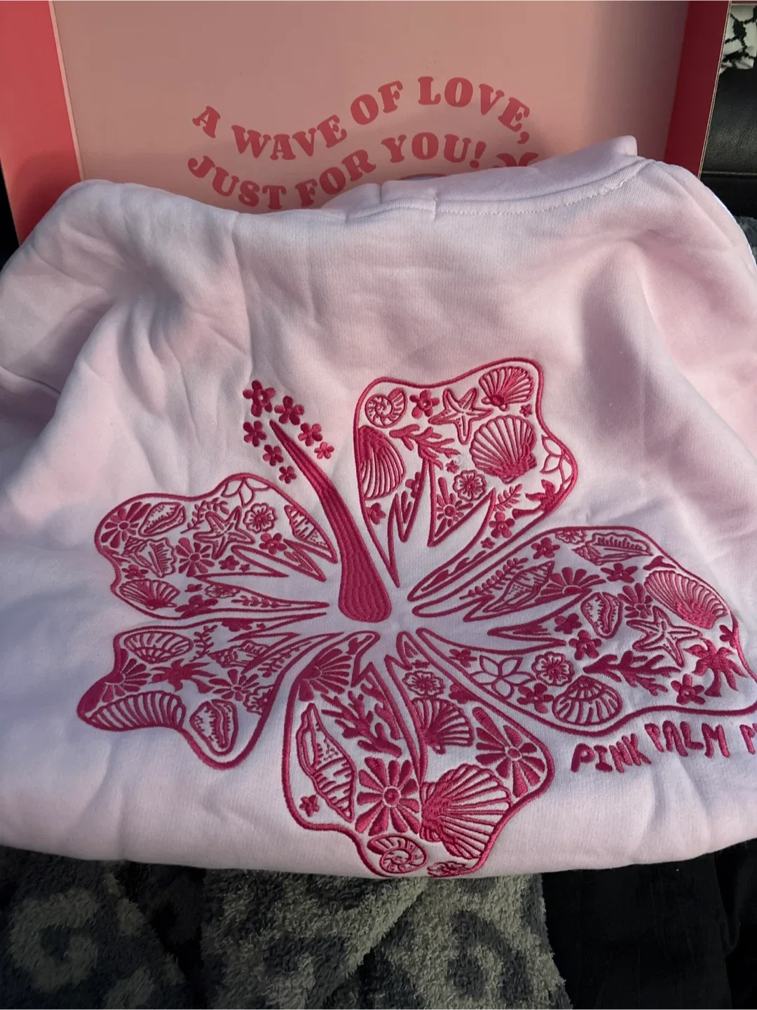 NEW Authentic Pink Palm Puff Pink Hoodie with Box image indicator(5)