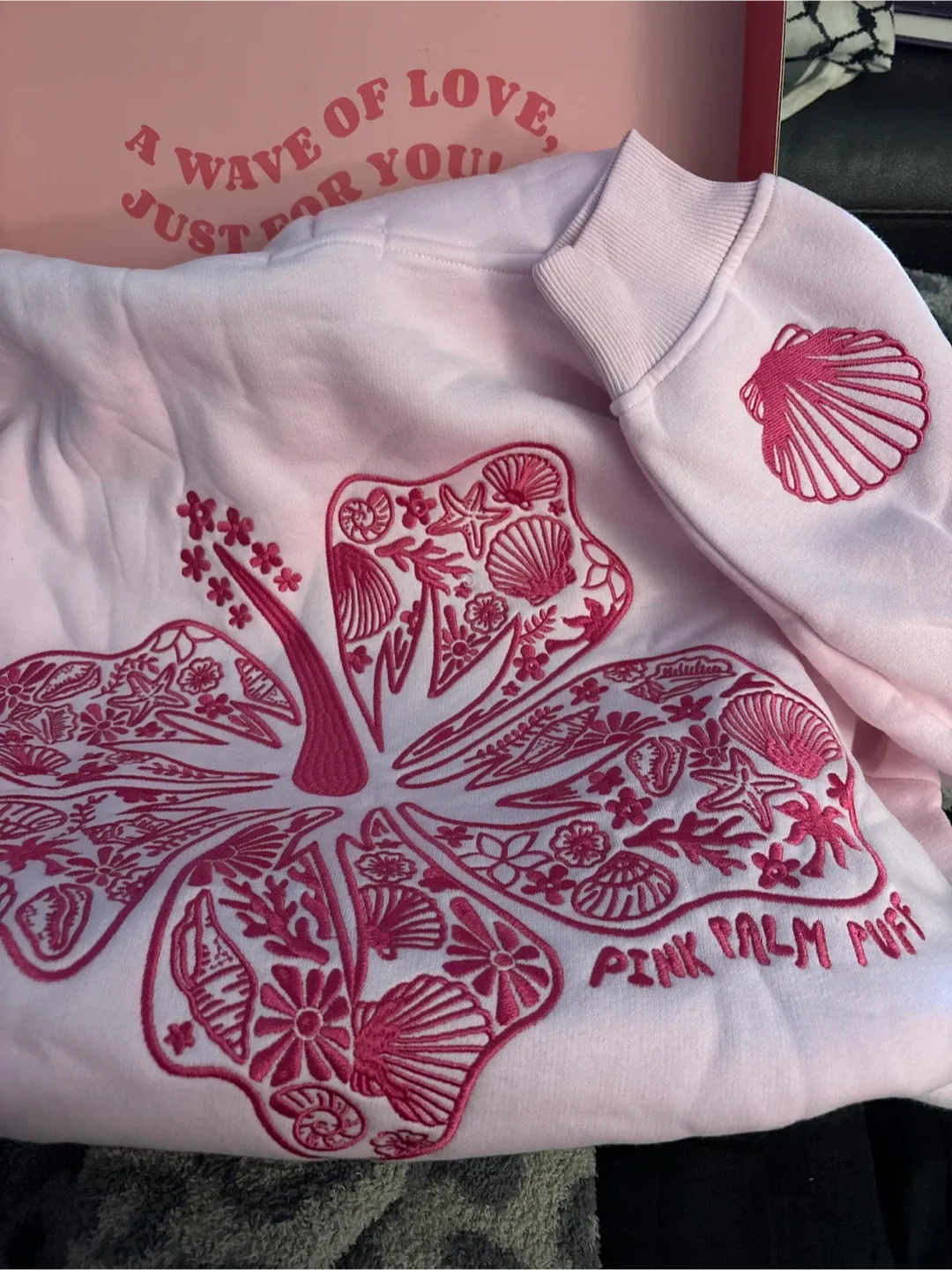 NEW Authentic Pink Palm Puff Pink Hoodie with Box image indicator(6)