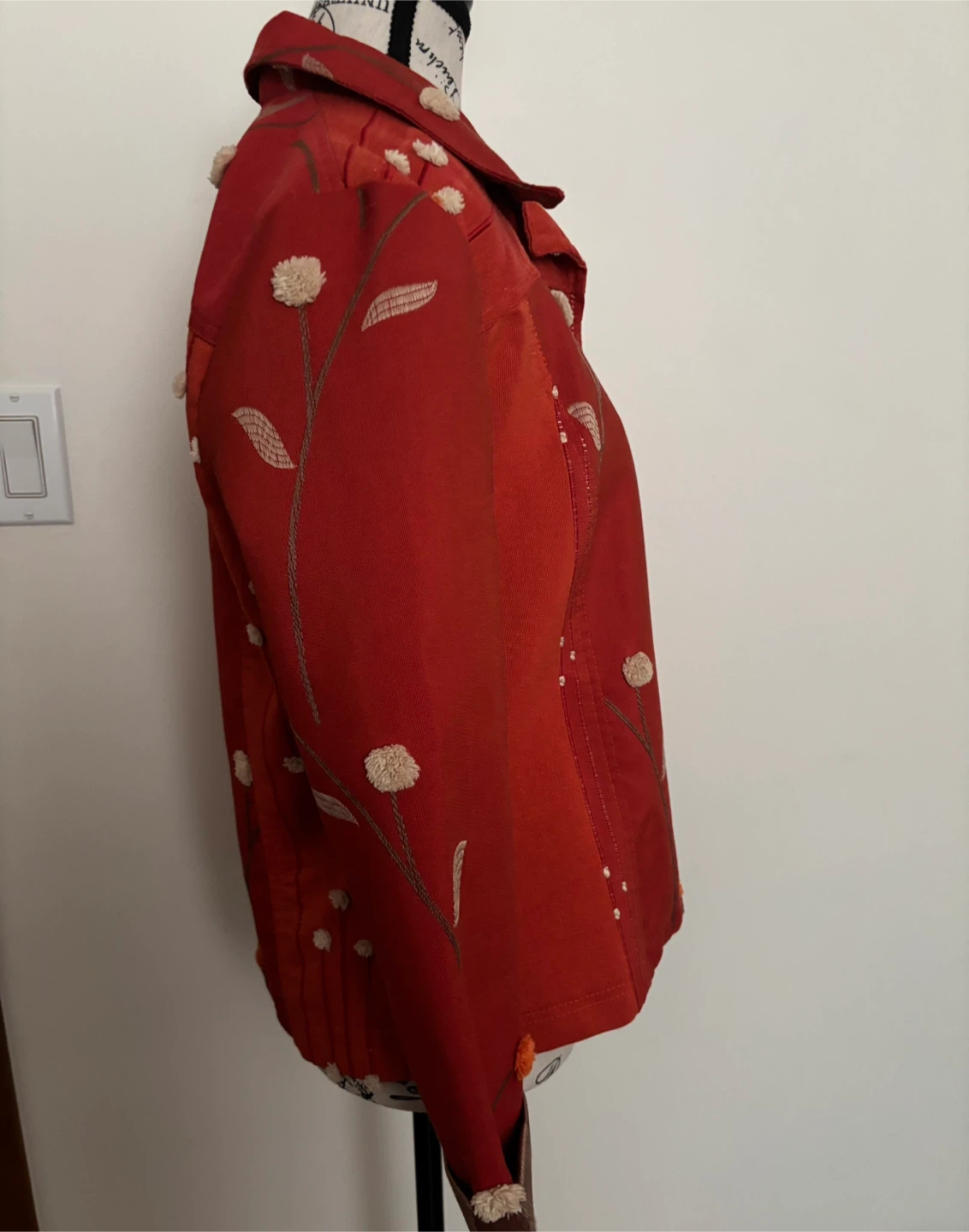 Red Floral Embroidered Jacket - photo 3