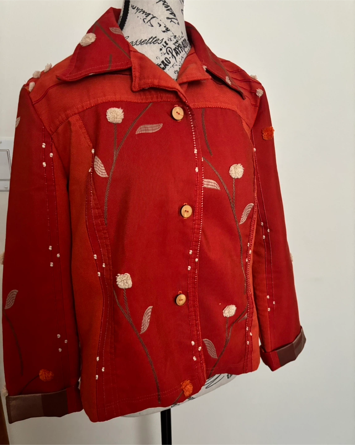 Red Floral Embroidered Jacket - photo 4