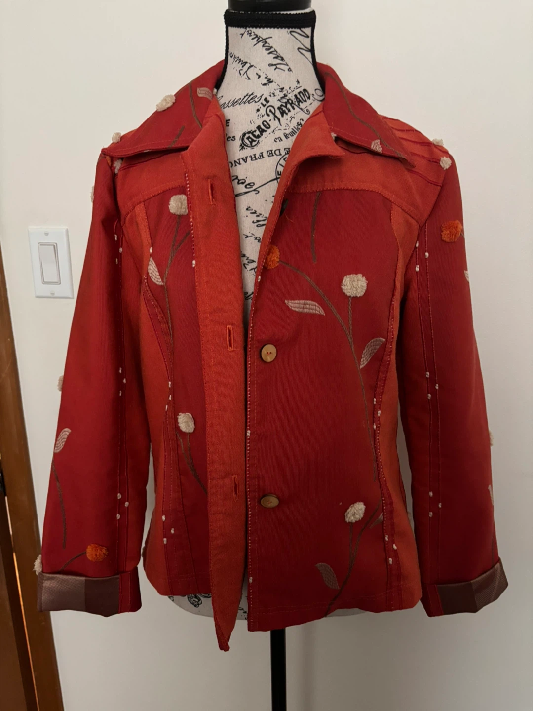 Red Floral Embroidered Jacket