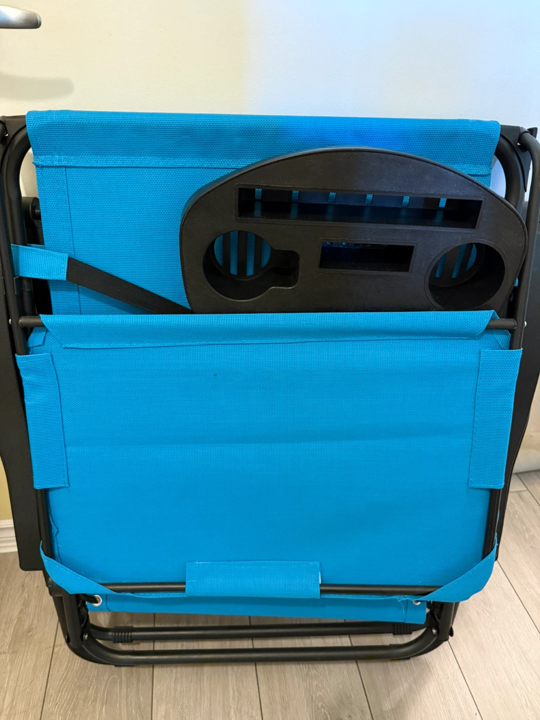 Never Used Blue Folding Lounge Chair with Tray