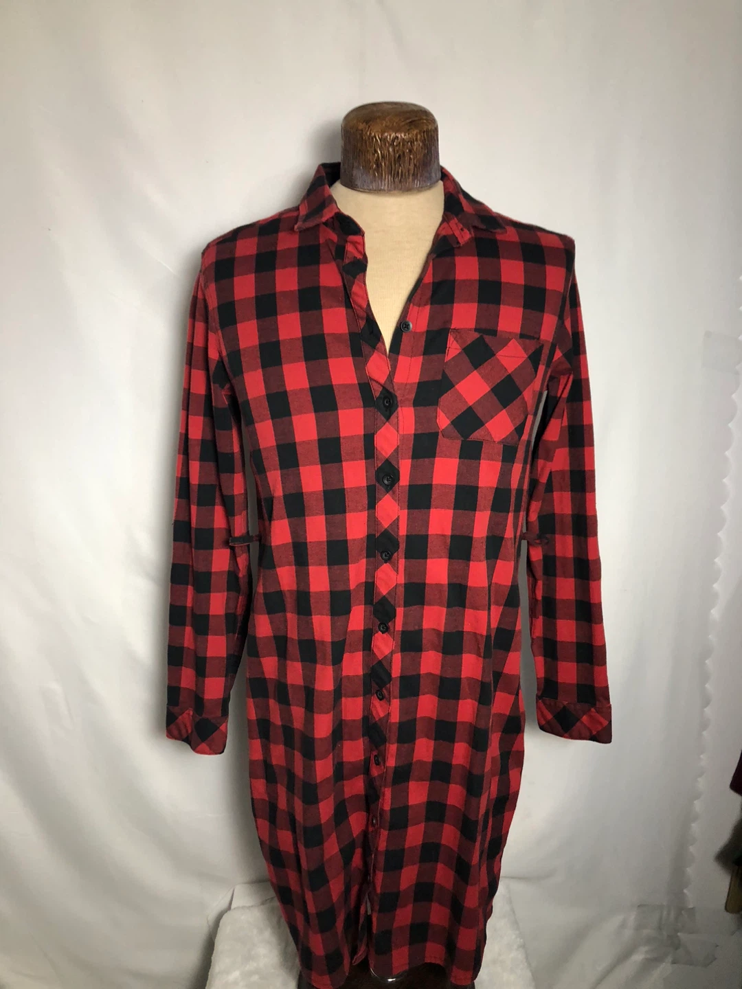 Women’s Red/Black Flannel Dress. Size Medium. BC Clothing.