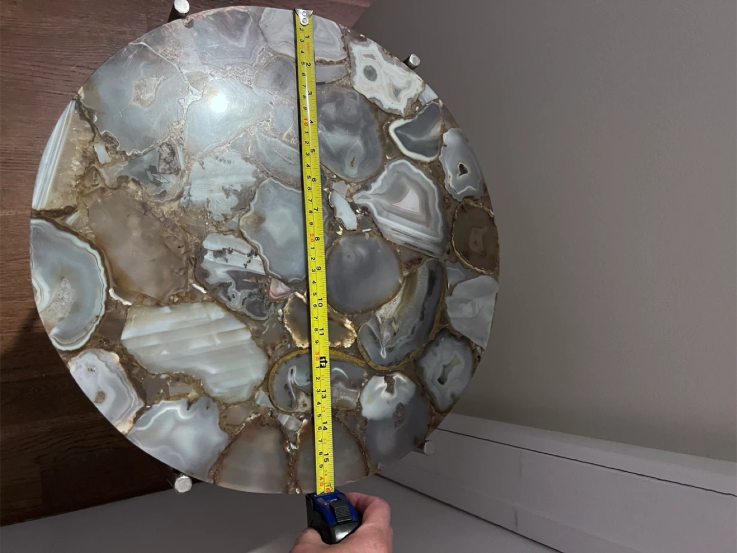 Agate Stone Accent Table, 15" Diameter - photo 4