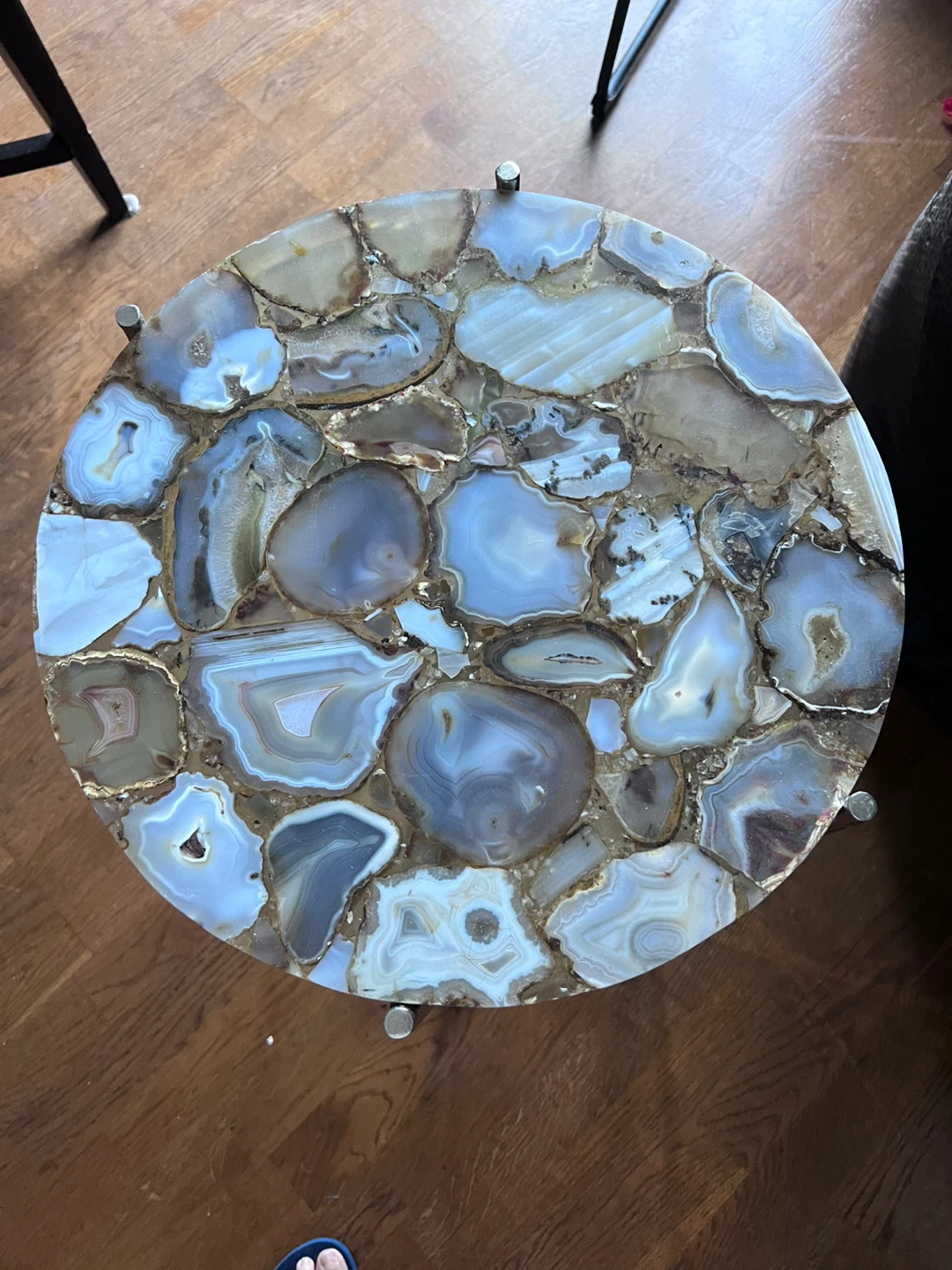 Agate Stone Accent Table, 15" Diameter