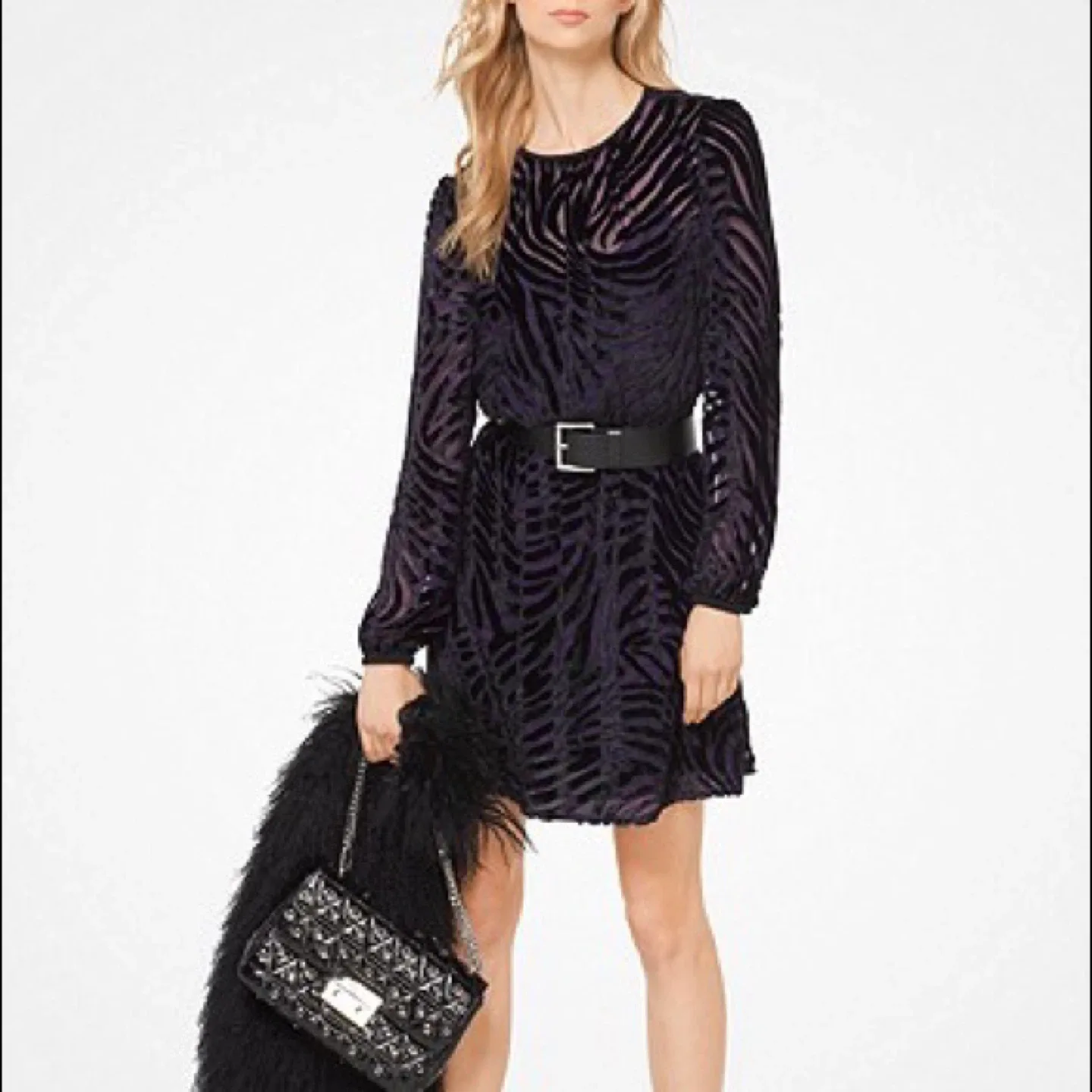 Michael Kors Tiger Velvet Jacquard Dress image indicator(2)