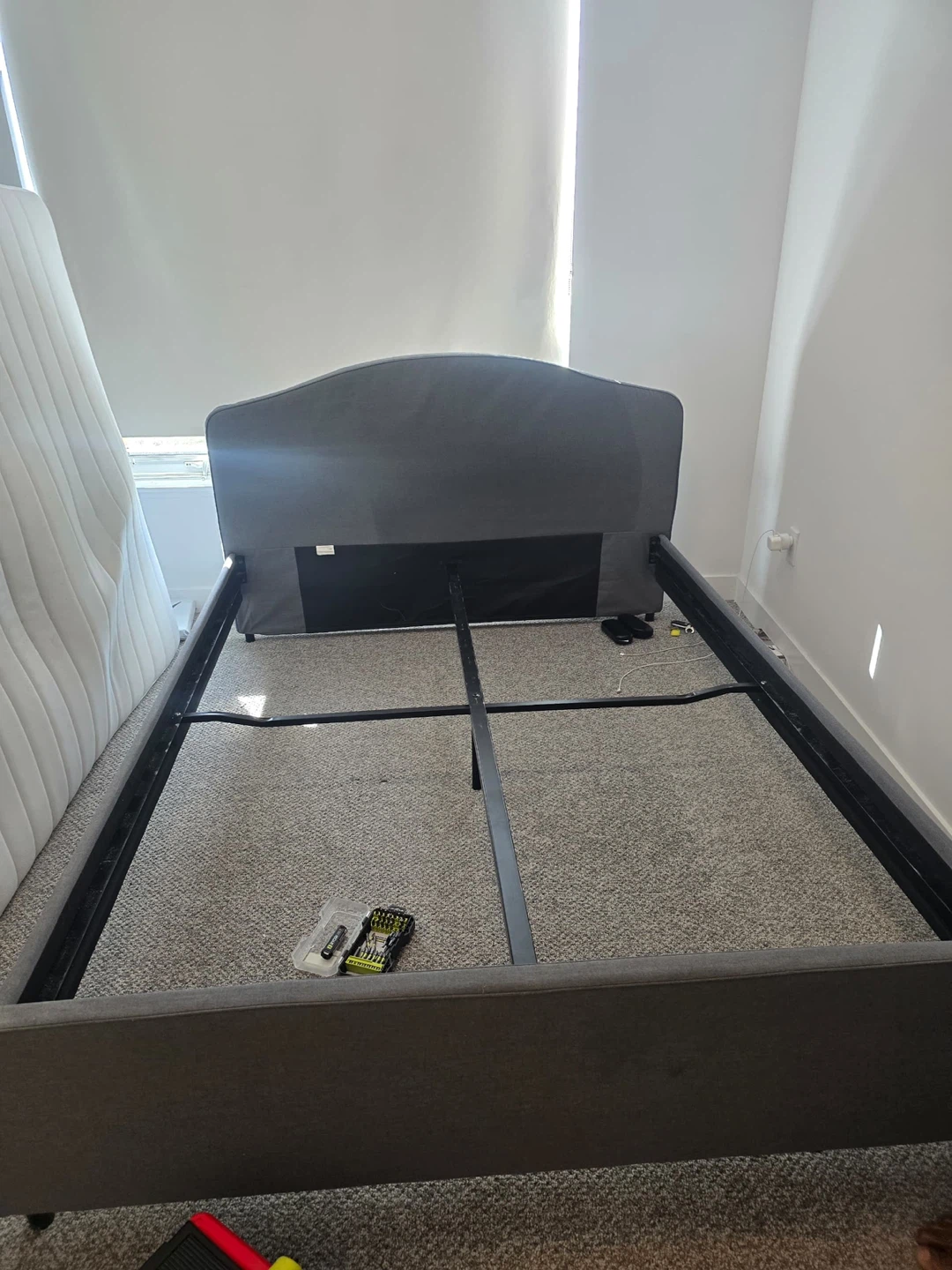 Grey Upholstered Bed Frame (Queen Size)
