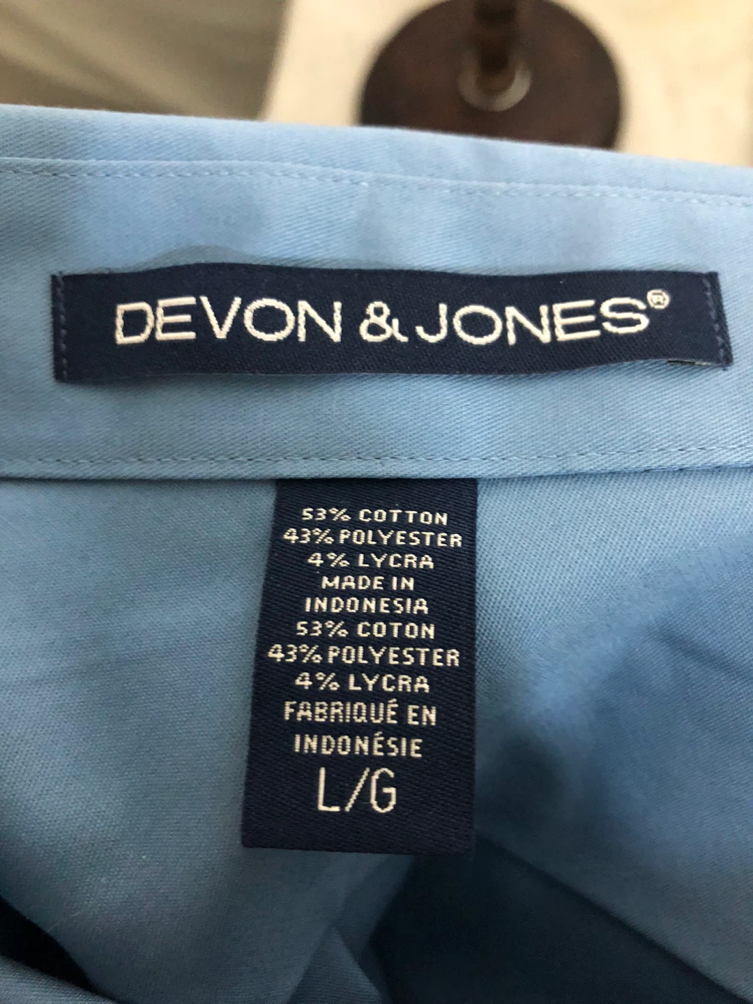 Men’s Light Blue Dress Shirt. Size Large. Devon and Jones. - photo 3