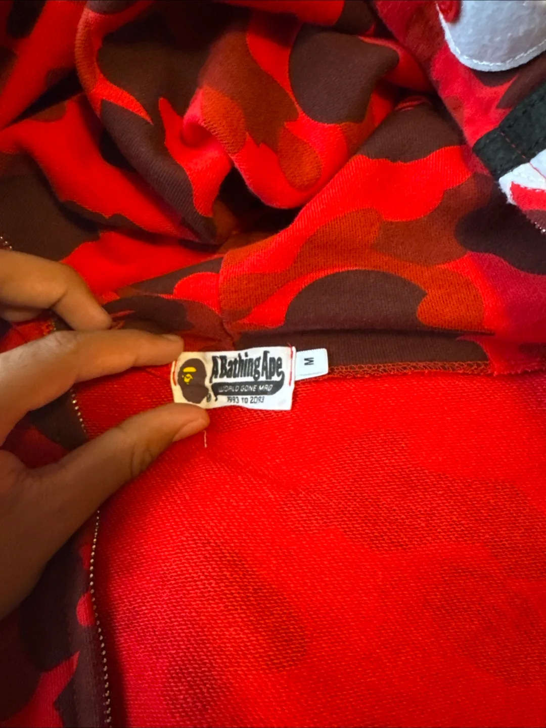 Bape Red Hoodie Size Small image indicator(2)