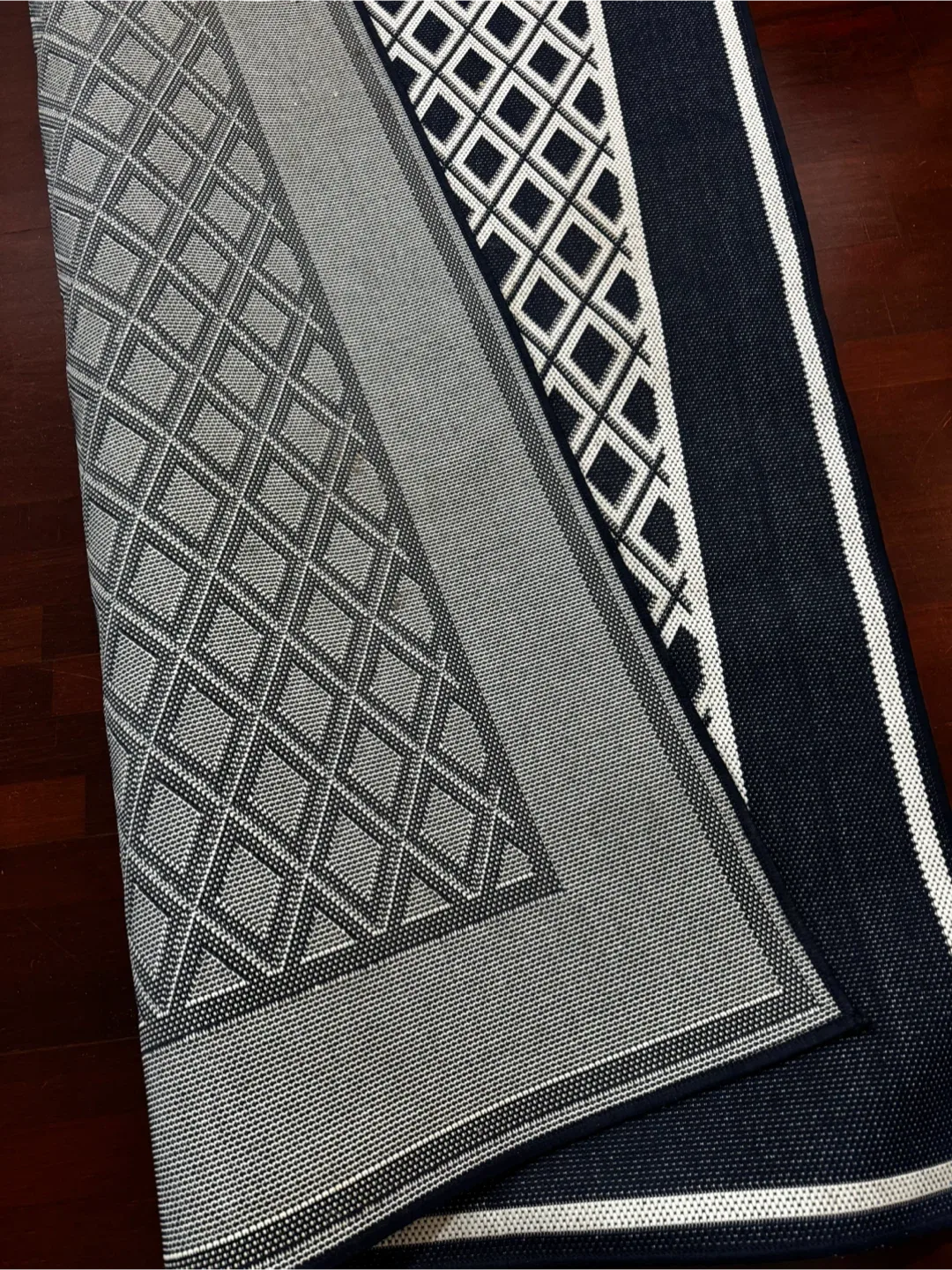 Navy & White Patterned Area Rug image indicator(2)