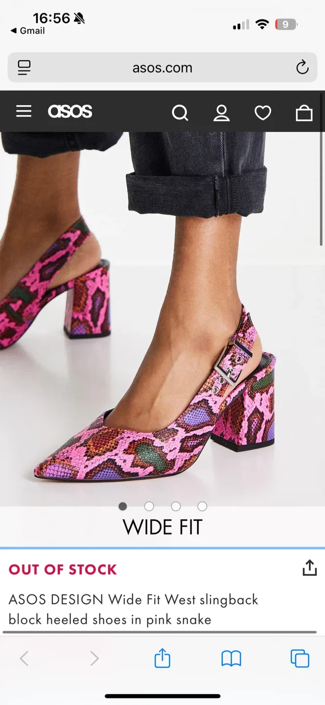ASOS Design Pink Snake Slingback Heels image indicator(2)