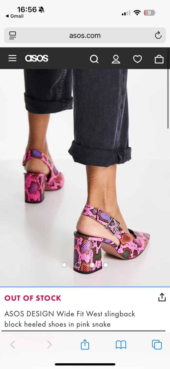 ASOS Design Pink Snake Slingback Heels image indicator(4)