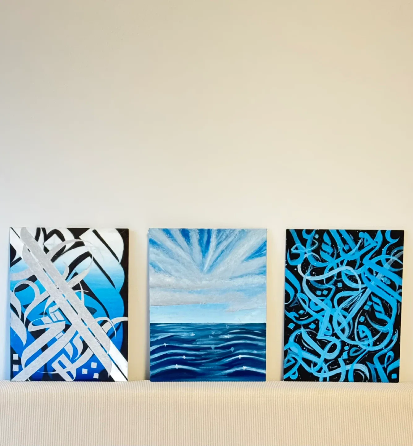 Set of 3 Abstract Arabian Calligraphy Canvas thumbnail