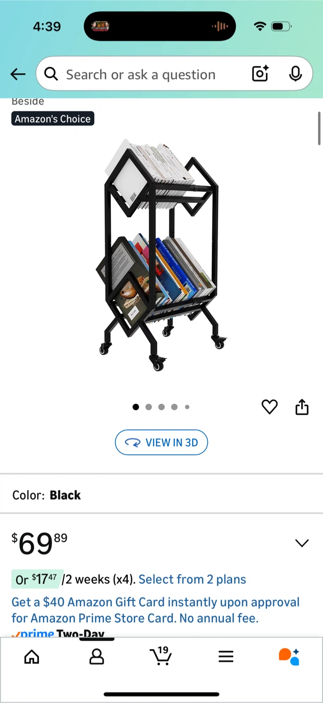 Black Bookshelf Book Rack with Wheels - photo 3