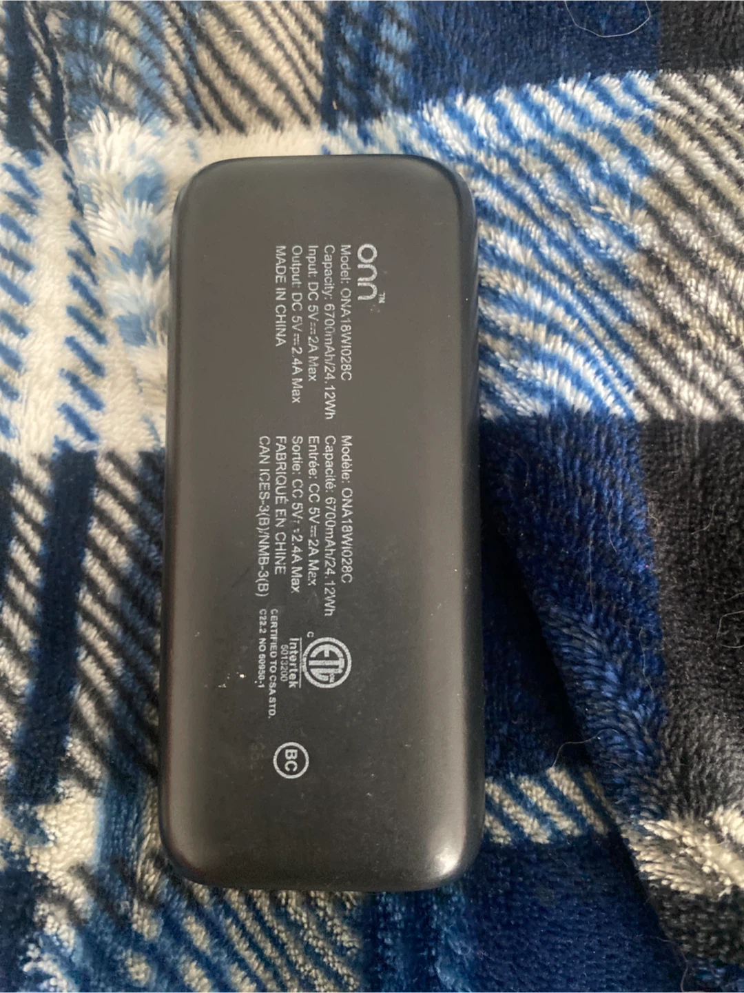 Onn. Portable Charger 6700mAh - Like New!