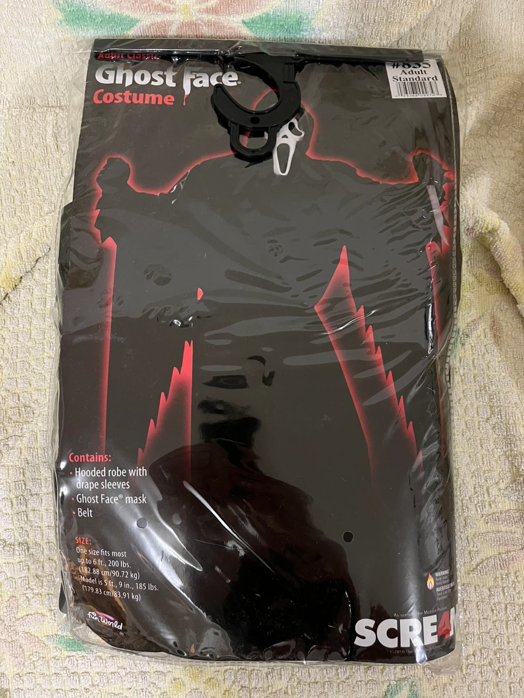 Halloween scream ghost face Costume - Adult Standard Size