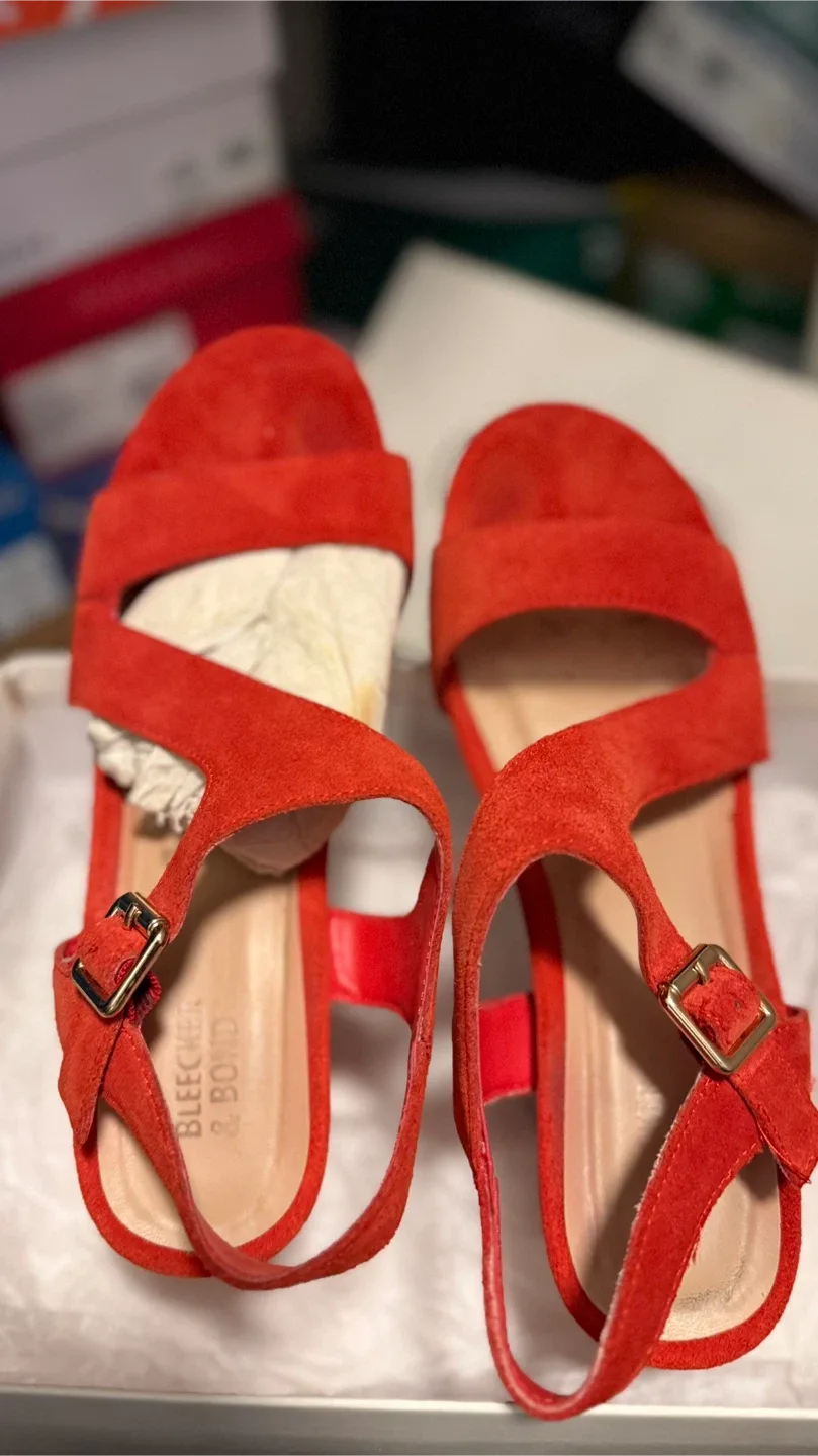 Bleecker & Bond Red Suede Wedge Sandals image indicator(4)