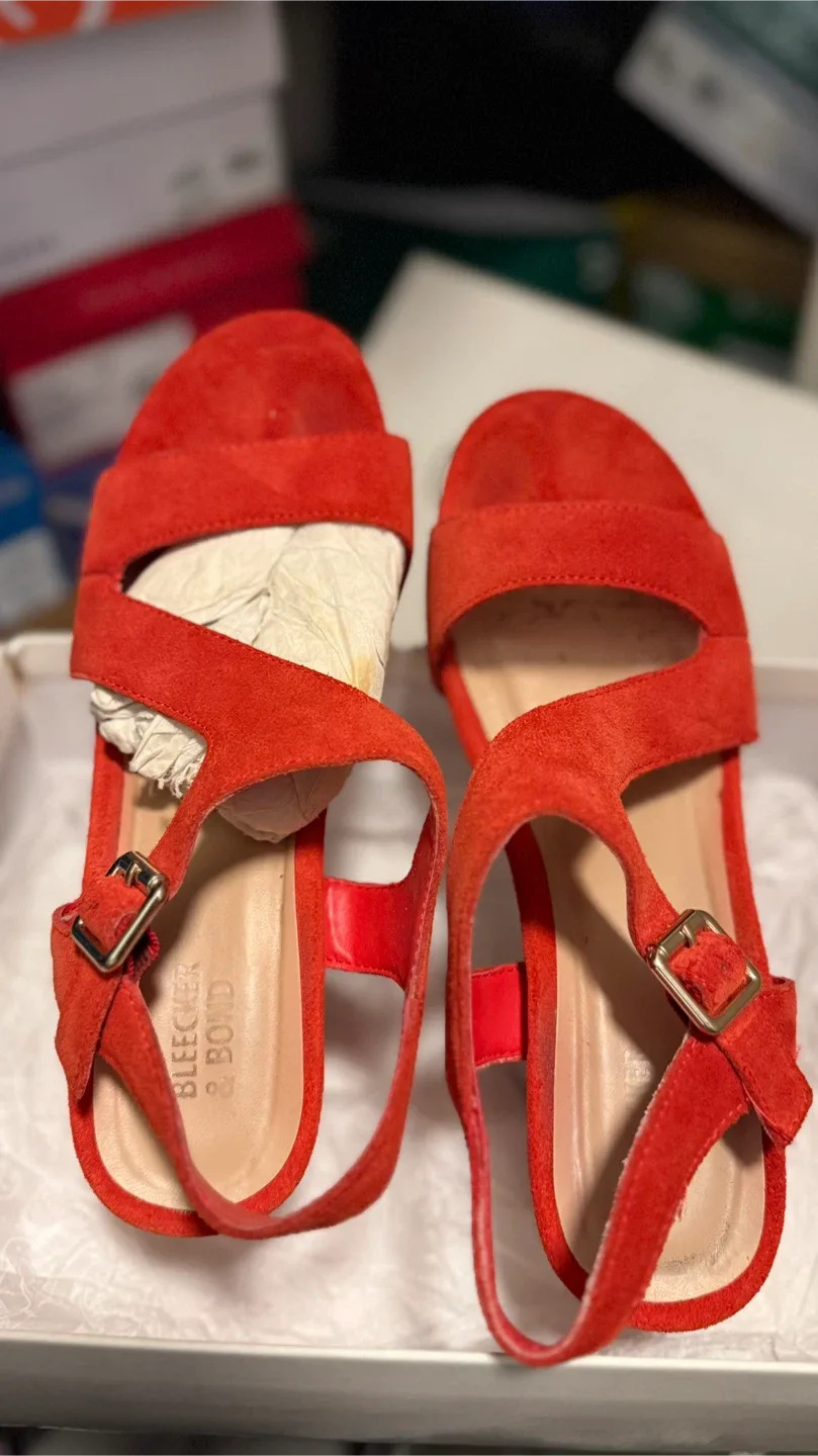 Bleecker & Bond Red Suede Wedge Sandals image indicator(3)
