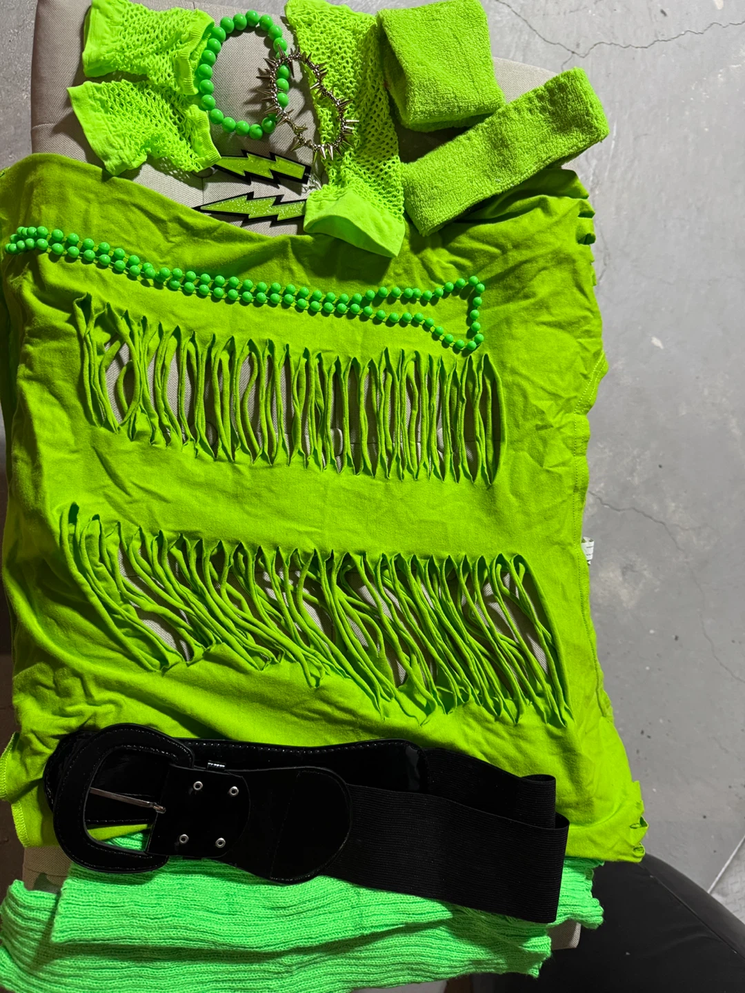 80’s Neon Green & Pink Costume with Accessories 🥕