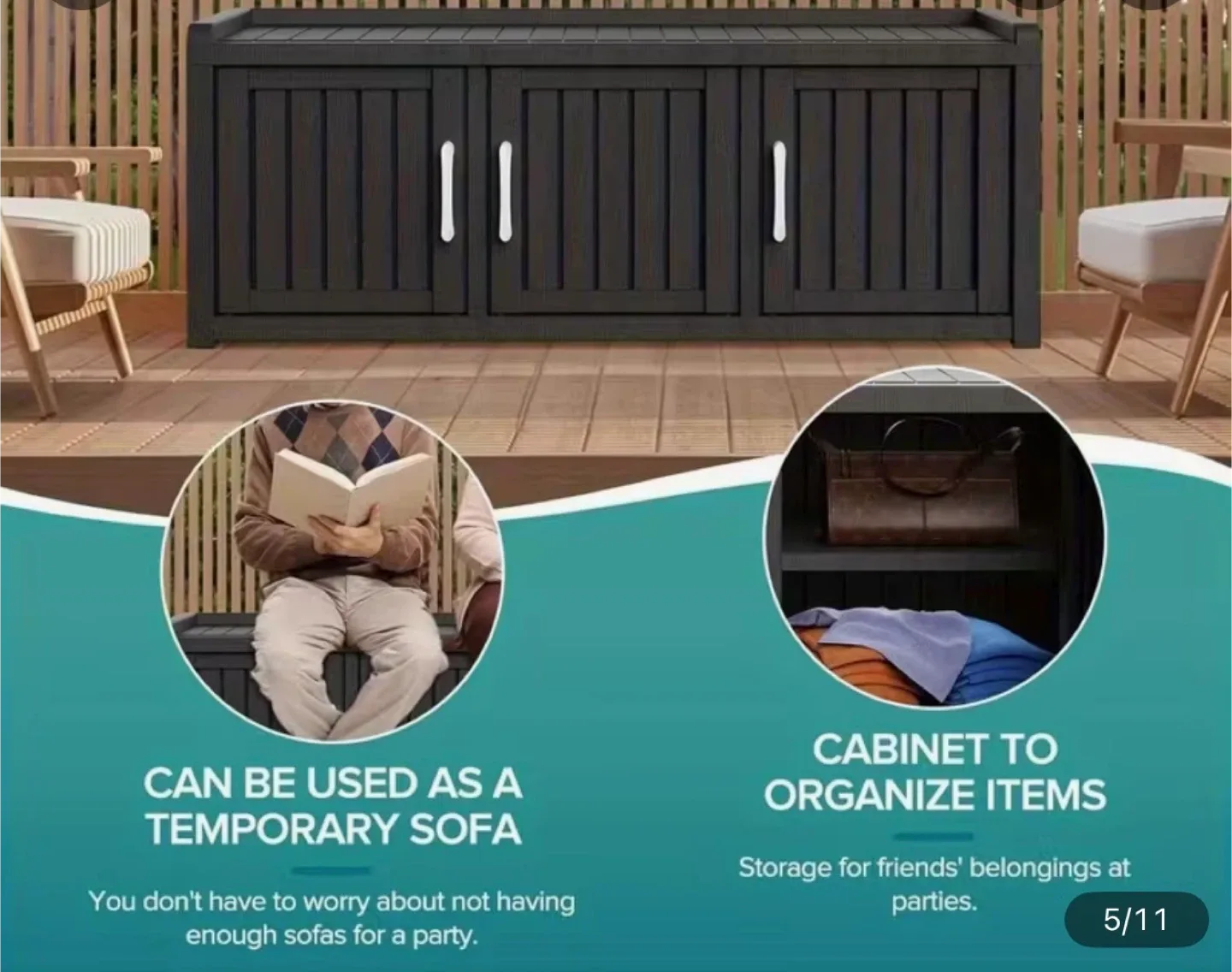 Black Outdoor Storage Bench or Entryway Bench - New in Box! image indicator(3)