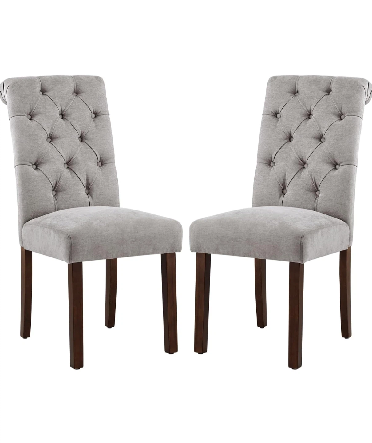 Elegant Dining Chair - Grey Tufted Button