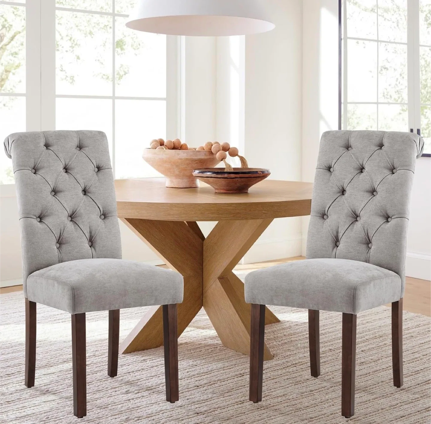 Elegant Dining Chair - Grey Tufted Button image indicator(7)