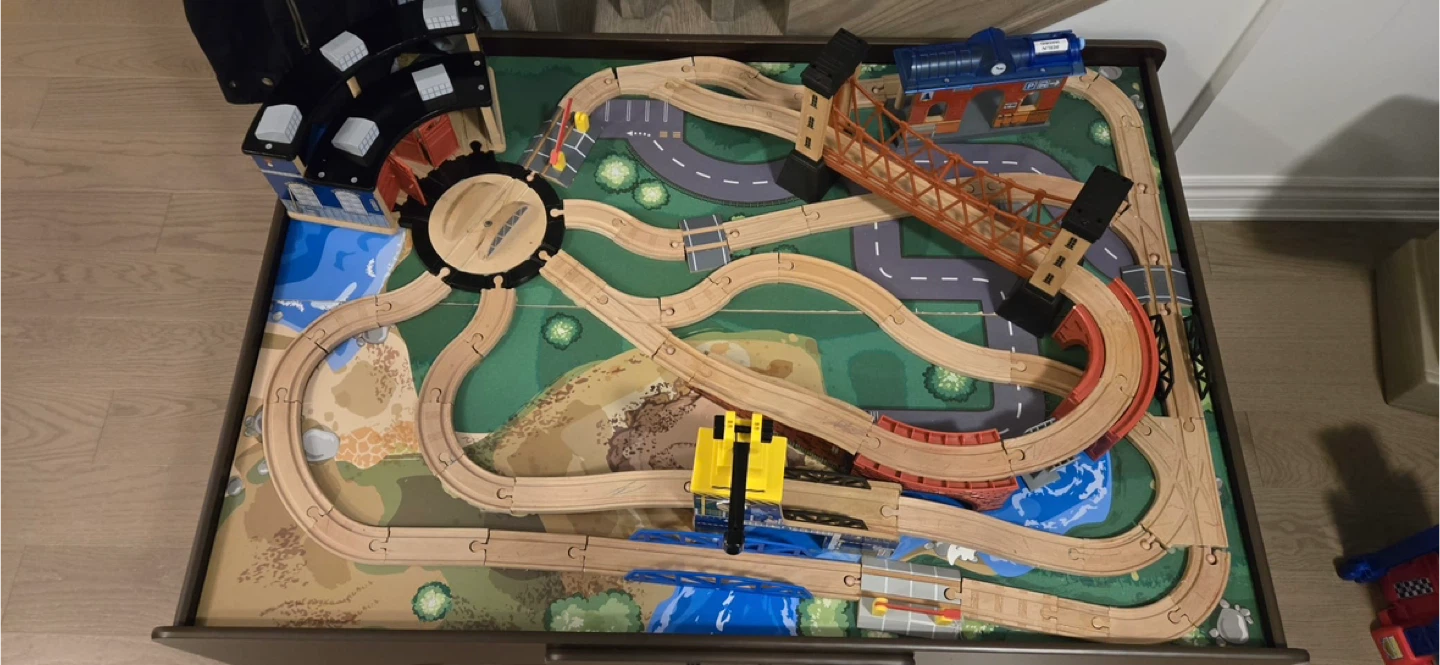 Train Table with Wooden Tracks & Accessories