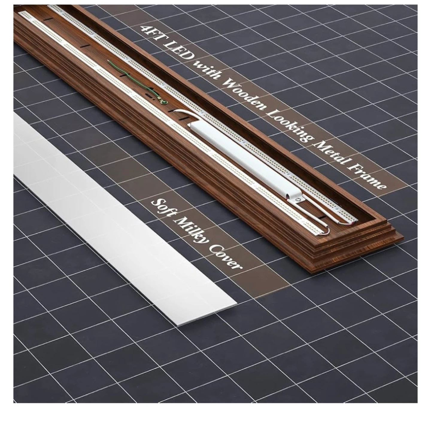 4FT LED Light Fixture with Wooden Frame - photo 5