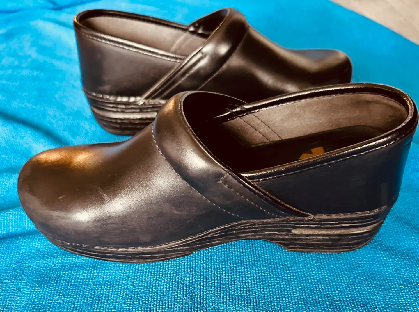 Dansko Black Leather Clogs Size 38 WIDE image indicator(5)